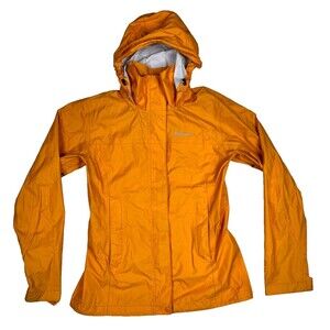 Marmot Yellow Hooded Rain Jacket Lightweight Packable Small Lots of Features